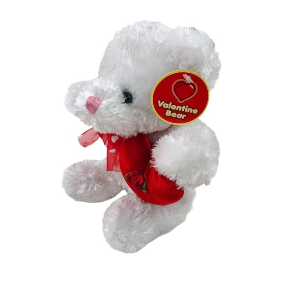 Vintage Dan Dee Plush White Red Valentine Teddy Bear Stuffed Animal Toy Heart - Picture 3 of 10